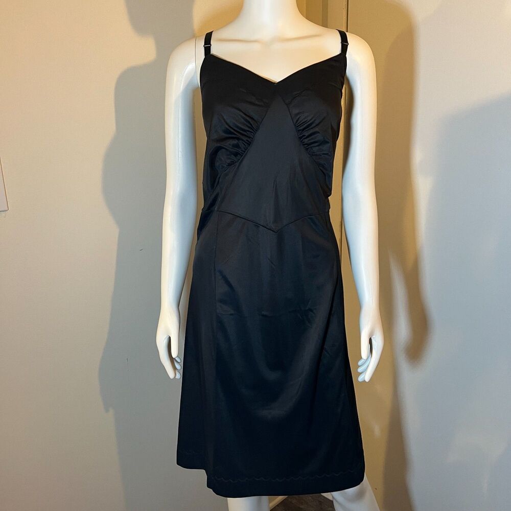 Vintage 80s 90s Black Slip Dress 2XL - Goth Vampy Whimsigoth Grunge Layering Y2K